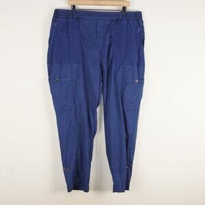 Soft Surroundings Mira Vista Eyelet Patriot Blue Crop Pants Womens Sz 2X